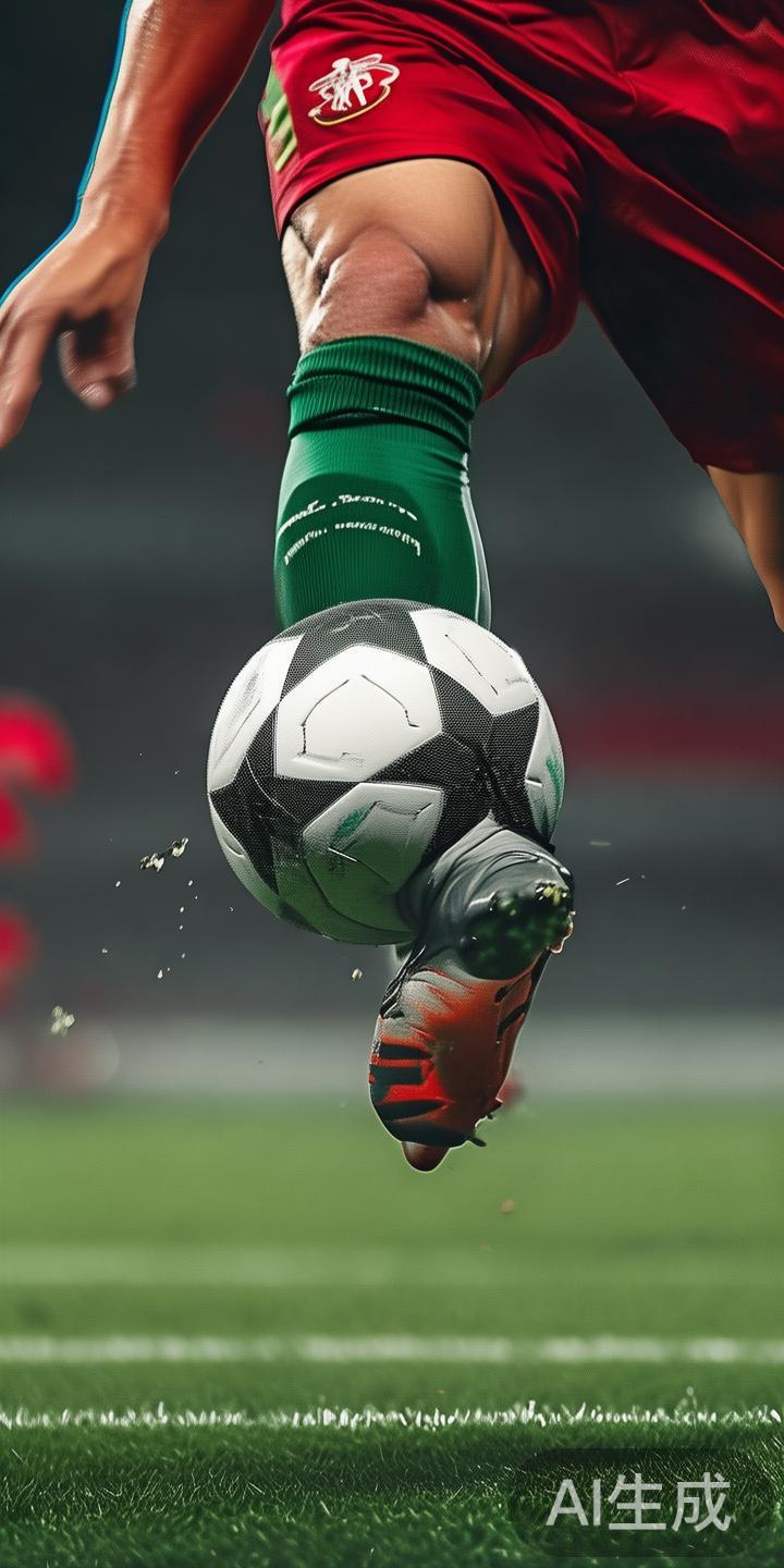 葡萄牙球员在利用右脚进行远射时，展现出极高的脚部控